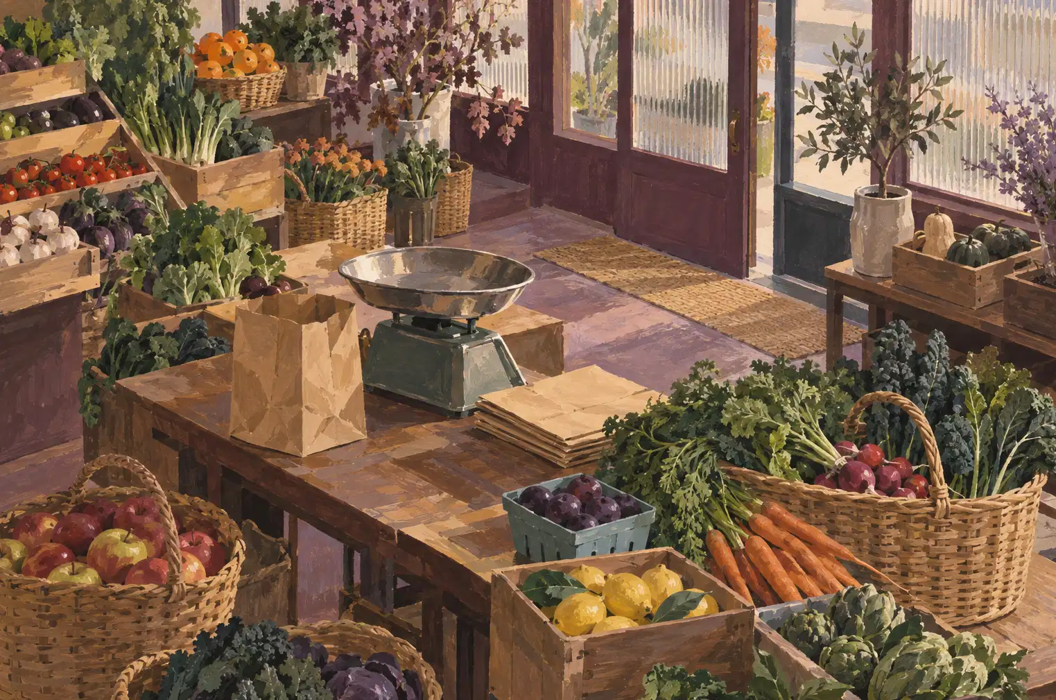 Illustration of specialty markets and their working space